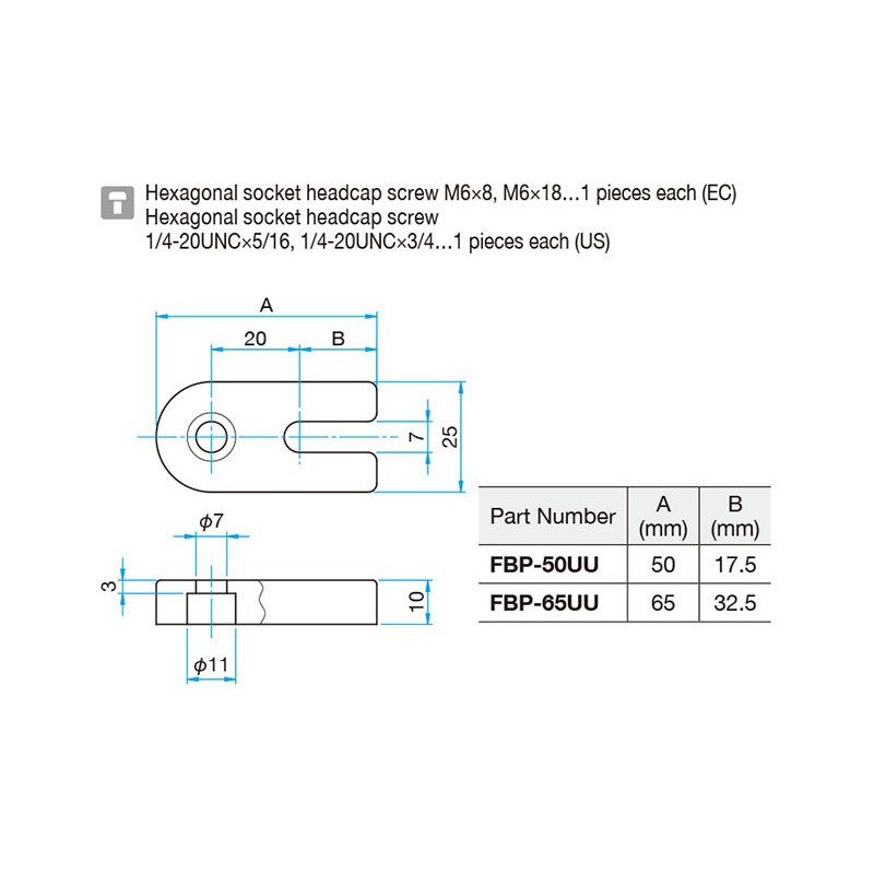 Base Plate, 25x50 mm